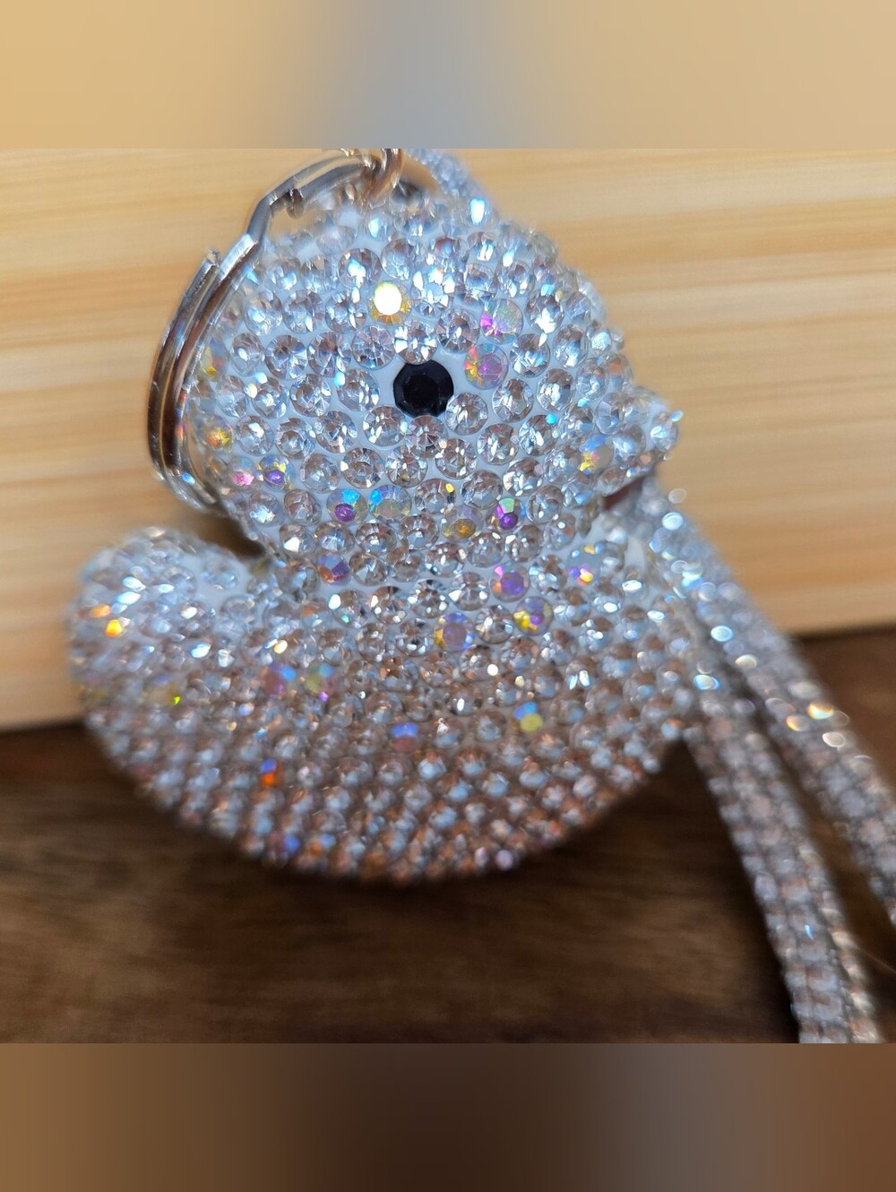 🐥 Bling Rhinestone Rubber Ducky Keychain Wristlet Strap Bag Charm 🐥 - Picture 8 of 15